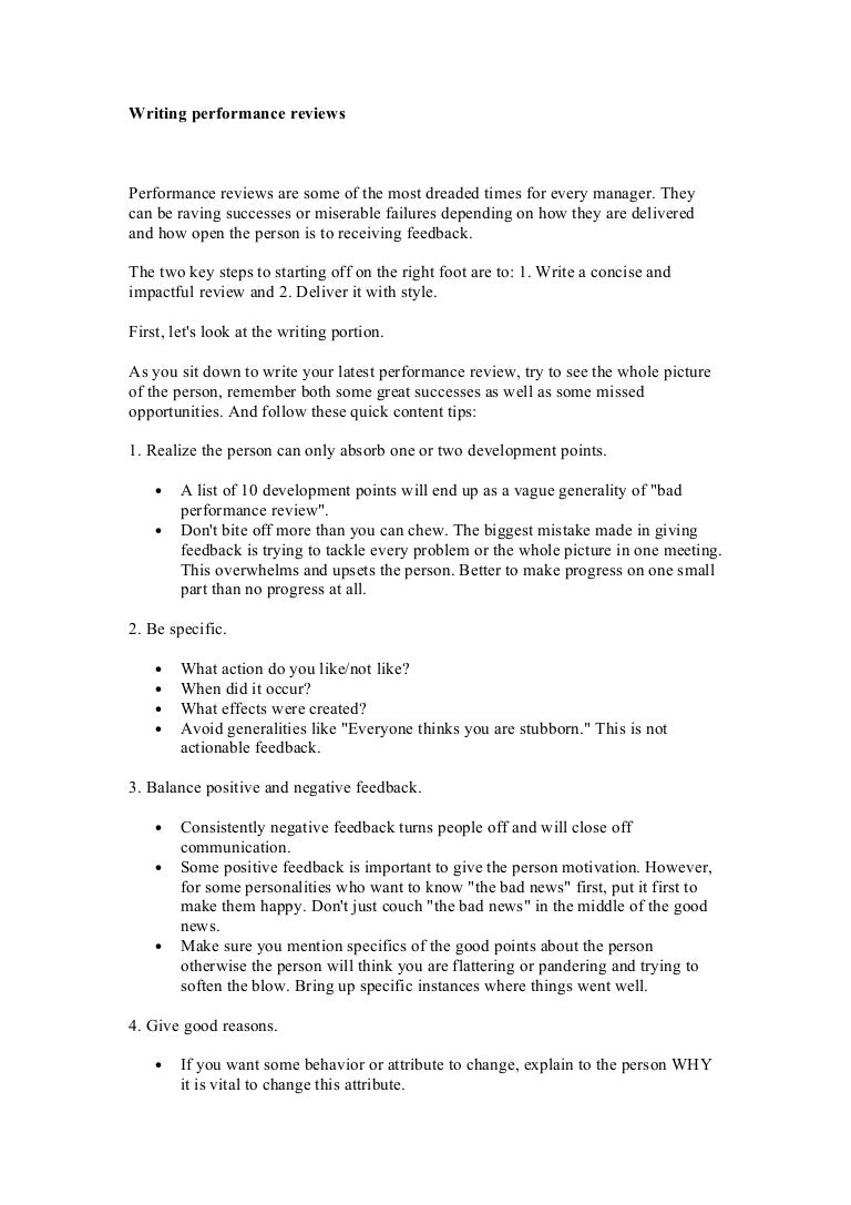 Writing performance reviews