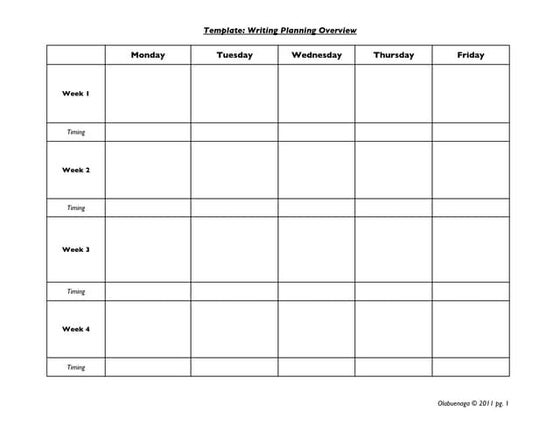 Writing Planning Blank Template | PDF