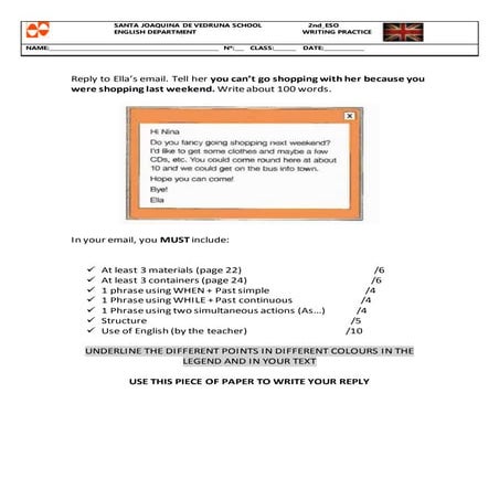 Writing practice 2eso informalemail