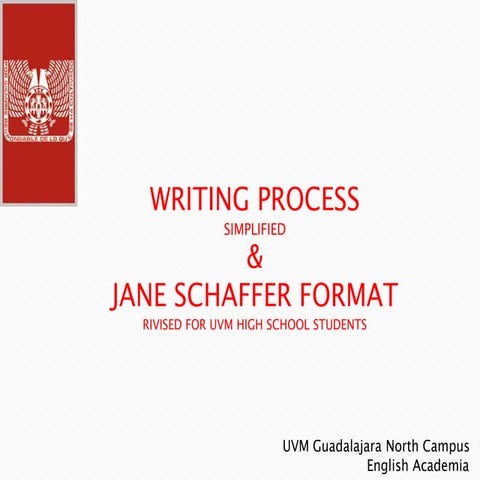 Writing process and shaffer format module vi advanced english i uvm ...