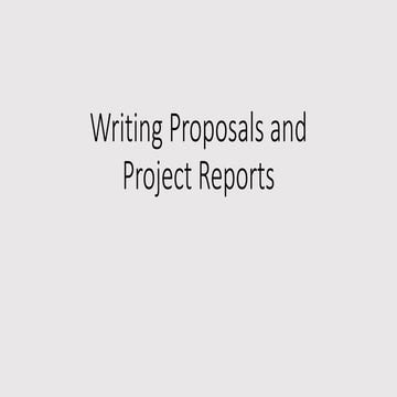 Writing proposals and project reports