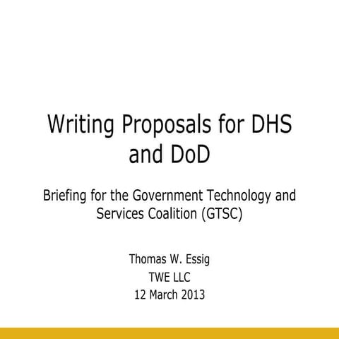 Writing Proposals for DHS and DOD