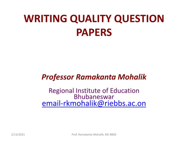 Writing quality question papers in higher education