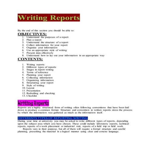 Writing reports