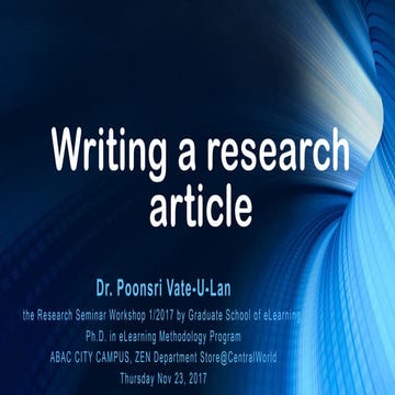 Writing a research article by Dr. Poonsri Vate-U-Lan