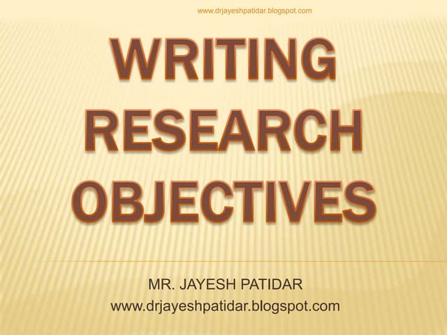 Writing research objectives