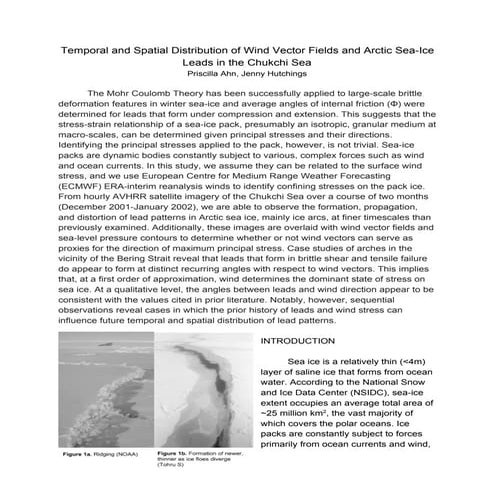 Temporal and Spatial Distribution of Wind Vector Fields and Arctic Sea-Ice Le...