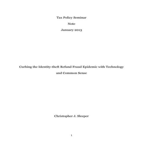 Writing Sample - Tax Identity Theft Note