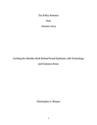 Writing Sample - Tax Identity Theft Note