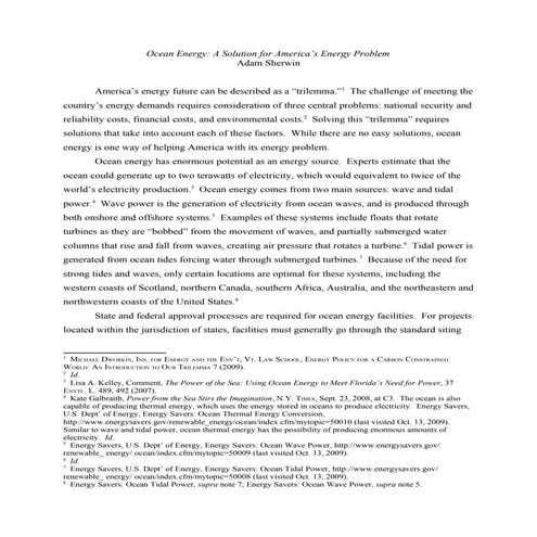 Writing Sample - Ocean Energy Research Paper