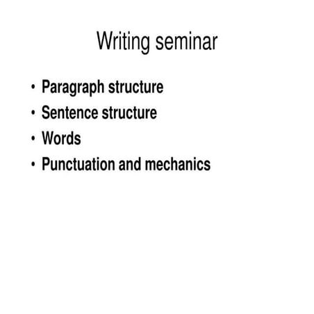 Writing Seminar