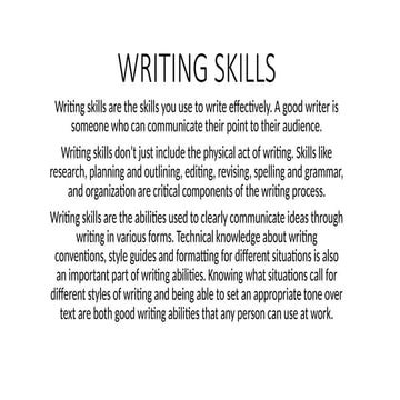 WRITING SKILLS for english. English notes