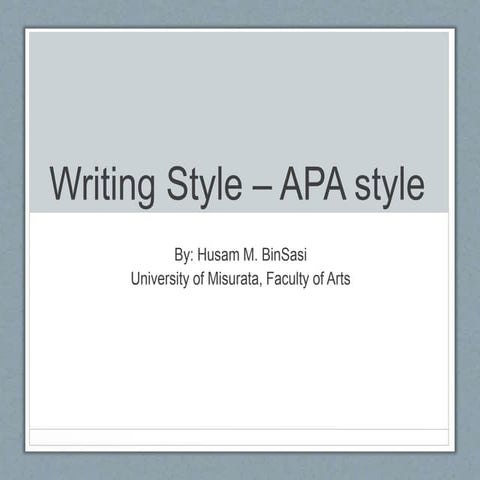 Writing style: APA style