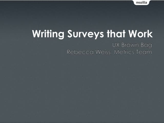 Writing surveysthatwork