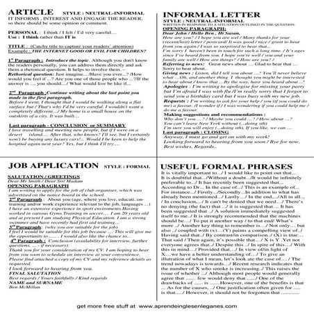 Writing test   structure of different types of writing pieces