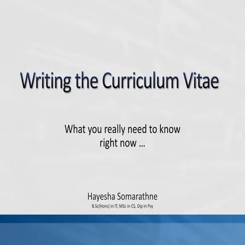 Writing the curriculum vitae