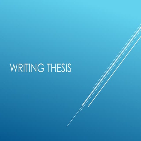 Writing Thesis, Research process, Thesis structure