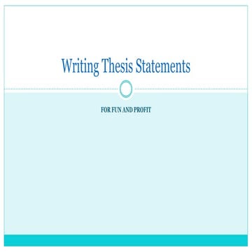 Writing Thesis Statements | PPT