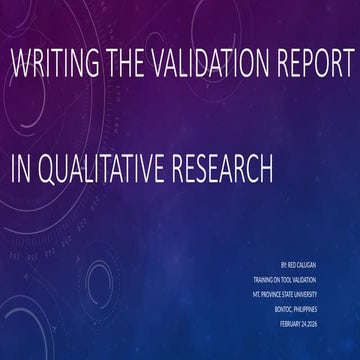 Comprehensive Guide to Writing Validation Reports in Qualitative ...
