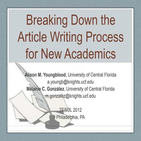 Breaking Down the Article Writing Process for New Academics