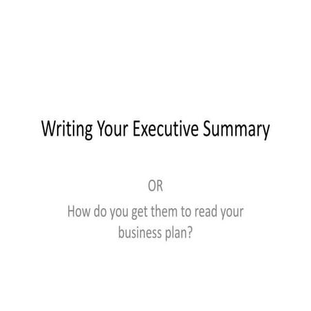 Writing Your Executive Summary | PDF