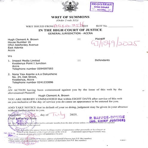 Forestry Commission boss sues Dakyehene of New 88.3 FM, demands GH¢20 million in defamation claim