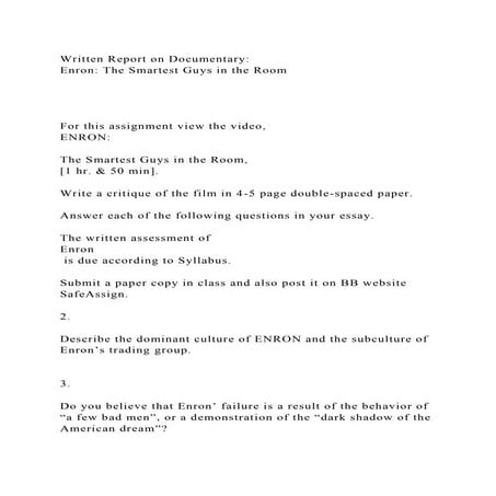 Written Report on Documentary Enron The Smartest Guys in the Roo.docx