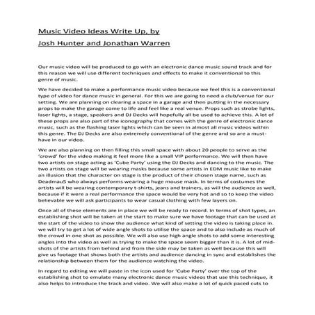 Written summary of ideas