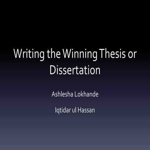 Writing the Winning Dissertation 