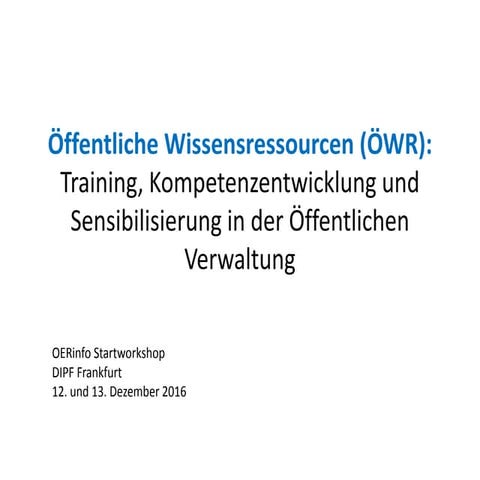 Öffentliche Wissensressourcen: OER in der Öffentlichen Verwaltung 