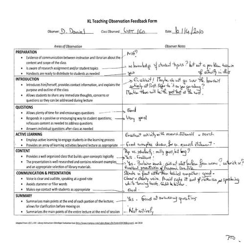 Wrt 160 library instruction observation