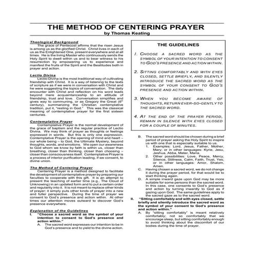 The Method of Centering Prayer