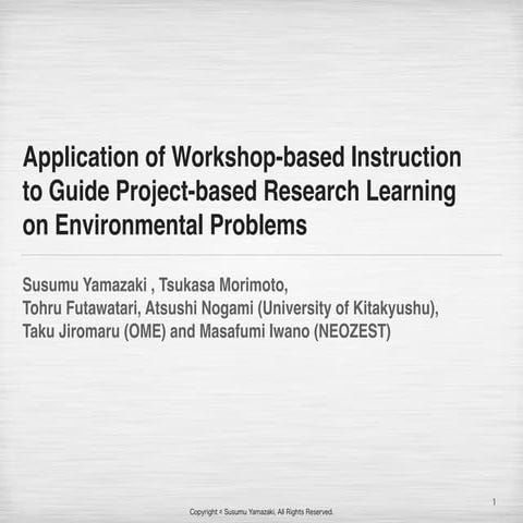 Application of Workshop-based Instruction to Guide Project-based Research Lea...