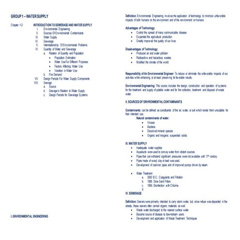 Water Supply Compilation of Reports