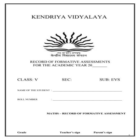 CLASS V EVS WORKSHEETS