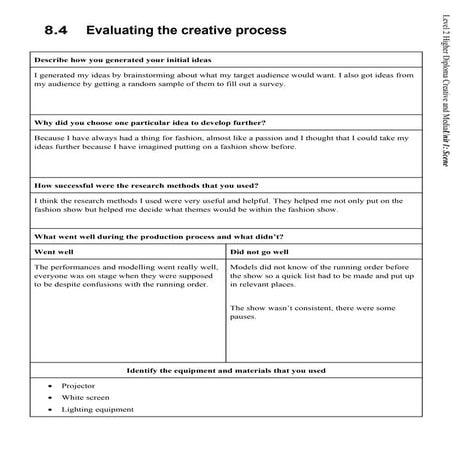 8.4 - Evaluating the creative process