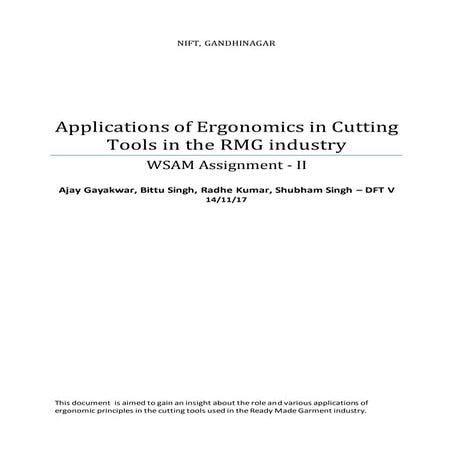 Ergonomics principles used in cutting tools in the RMG industry