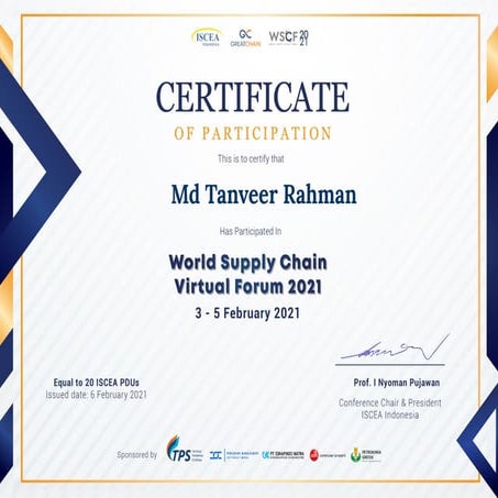 Wscf 2021 certificate  