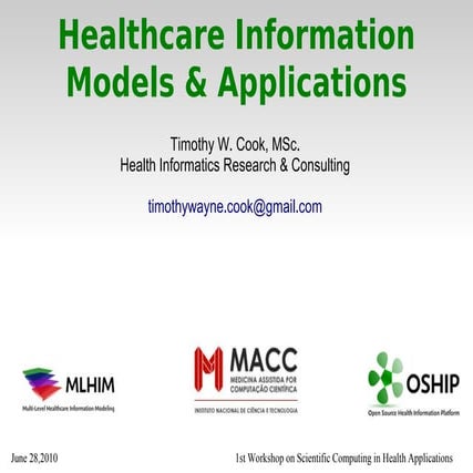 Timothy Cook, MSc. presents MLHIM @ WSCHA 2010