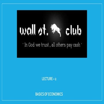 WSC Lecture - Basics of Economics