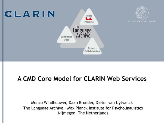 A CMD Core Model for CLARIN Web Services