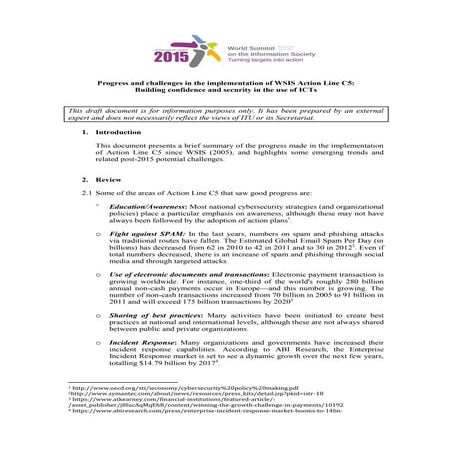 WSIS10 Action Line C5 Building Confidence and Security in the use of ICT's