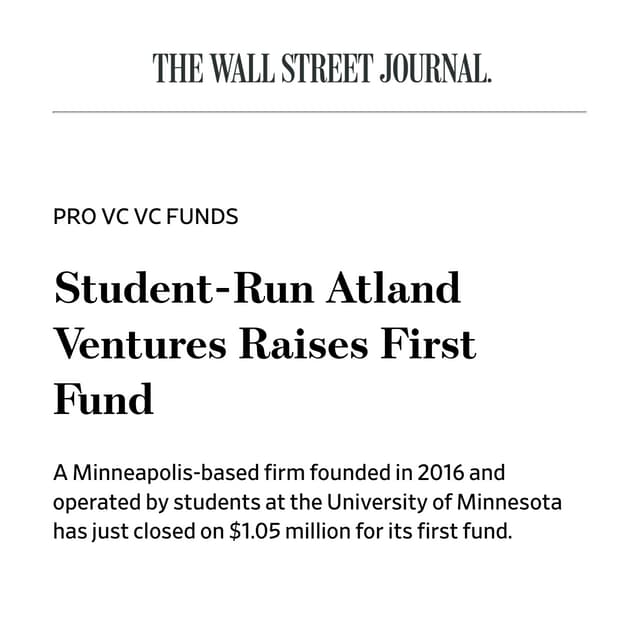 Wall Street Journal Studentrun Atland Ventures Raises First Fund PDF