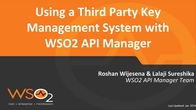 Using a Third Party Key Management System with WSO2 API Manager