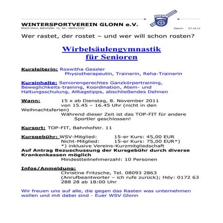 Wirbelsäulengymnastik für Senioren