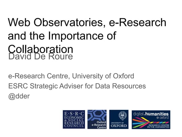 Web Observatories and e-Research