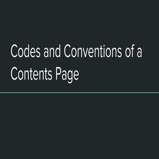 Codes and conventions of a contents...