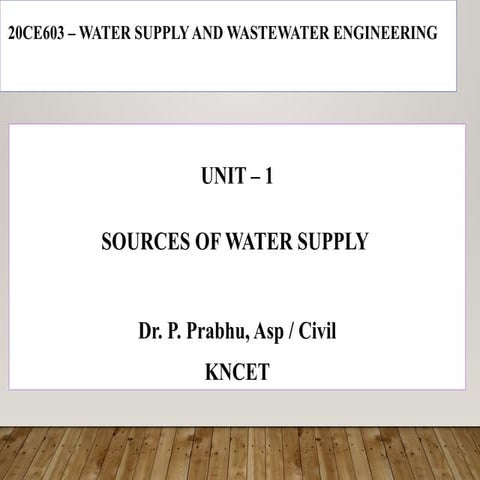 WATER SUPPLY AND WASTEWATER ENGINEERINGG