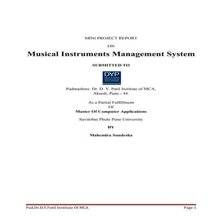 Musical Instrumental Management Report