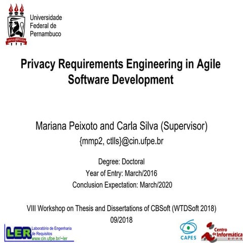 Privacy Requirements Engineering in Agile Software Development